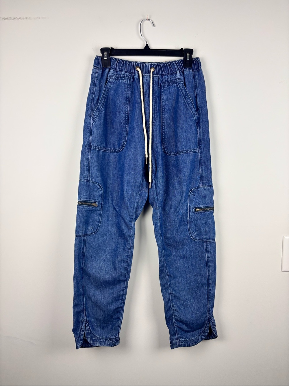 Pilcro Anthropologie The Cottage Jeans Women SMALL Crop Drawstring Waist Utility